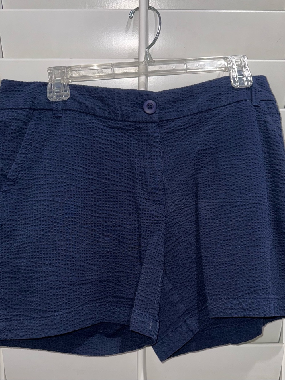 Women's Navy Textured Shorts